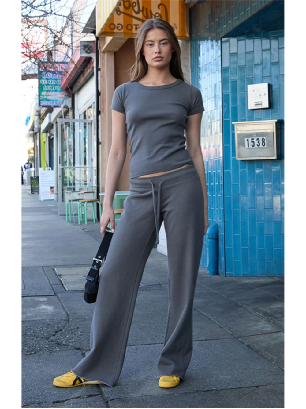 Women's John Galt Brandy Melville Gray wash Wide Leg one size Sweatpants Small